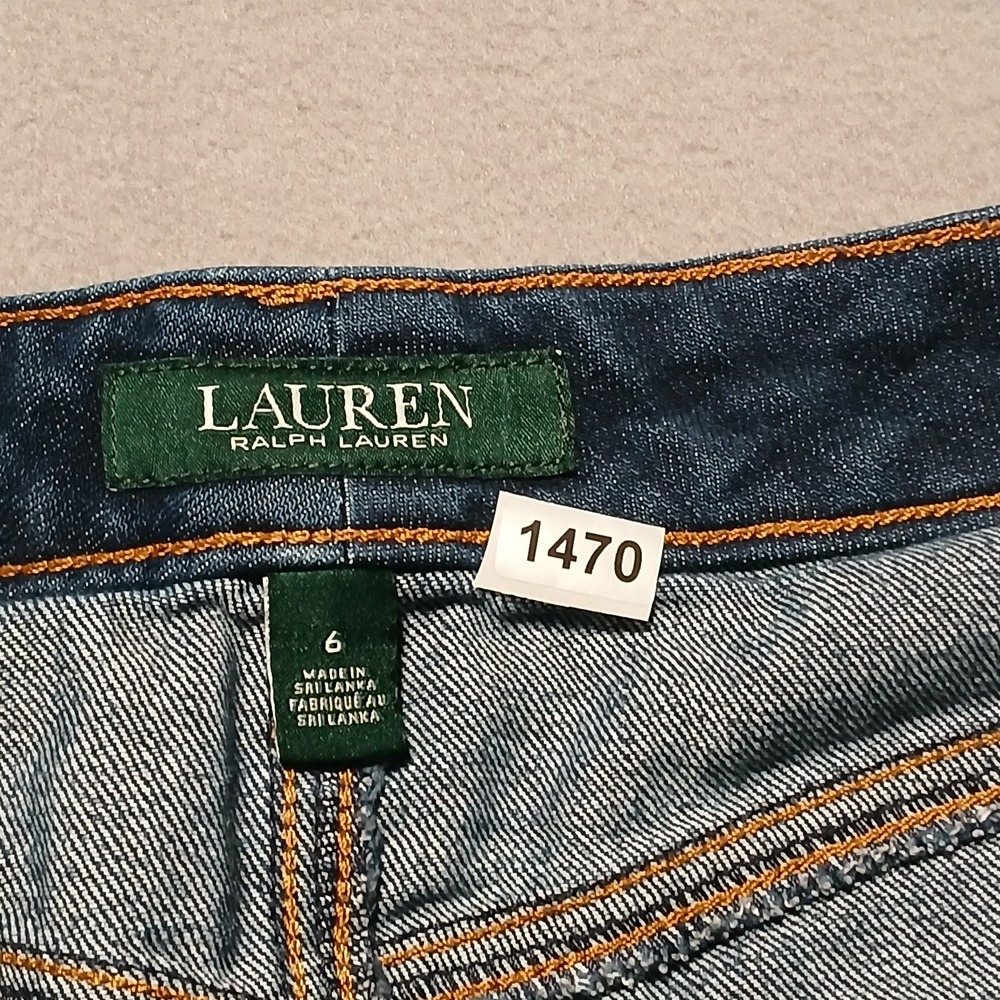 LAUREN‎ RALPH LAUREN Denim Knee Length Skirt Womens Size 6 Pockets Zipper Preppy - Picture 10 of 10